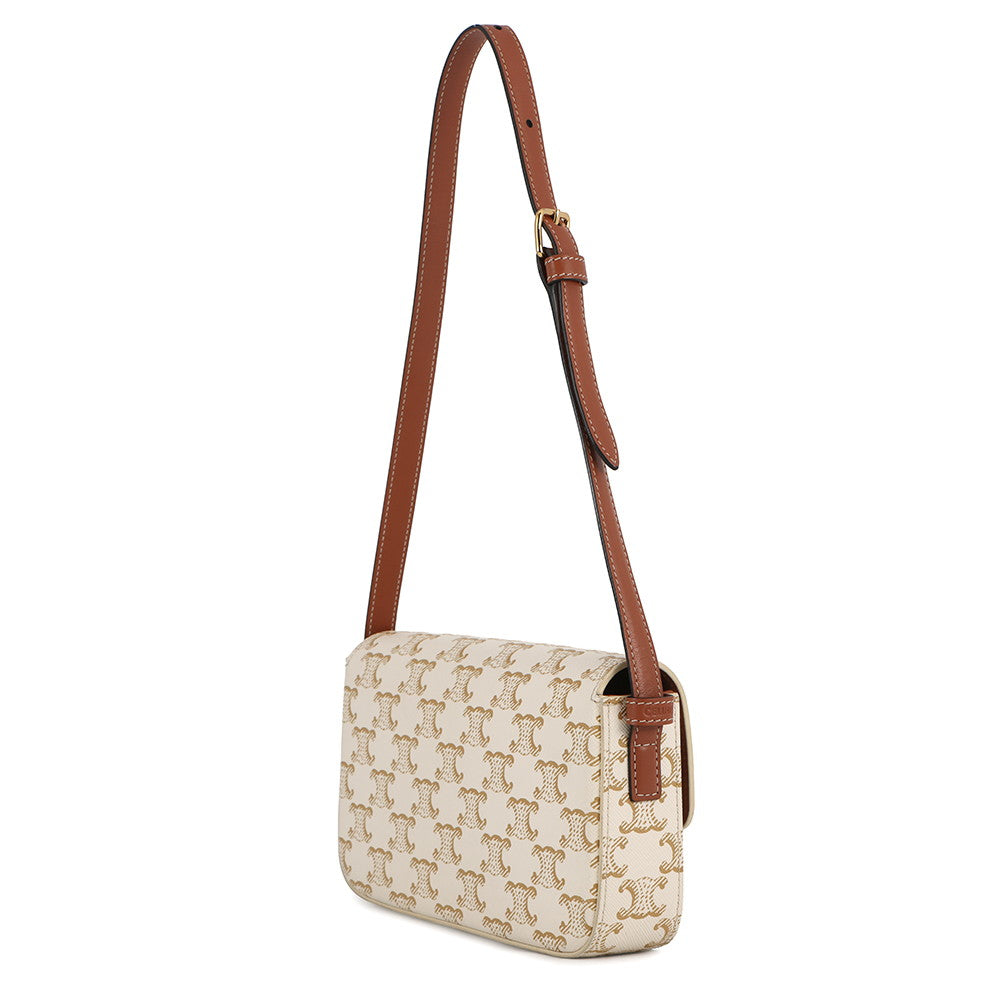 CELINE Triomphe Shoulder Bag White194142CUZ PVC Leather