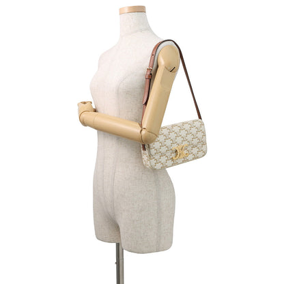 CELINE Triomphe Shoulder Bag White194142CUZ PVC Leather
