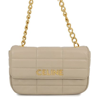 CELINE Matelasse Mono Chrome Chainshoulder Bag Beige111273EPZ Leather