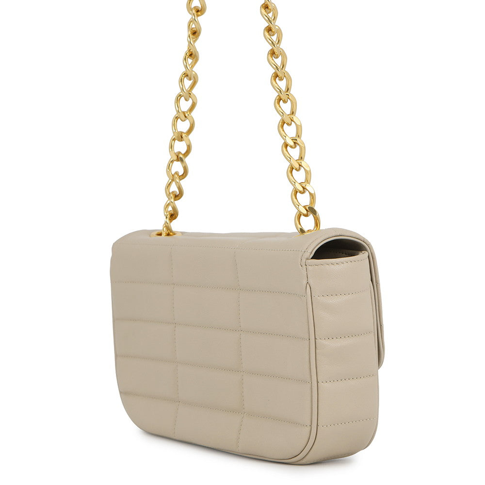 CELINE Matelasse Mono Chrome Chainshoulder Bag Beige111273EPZ Leather