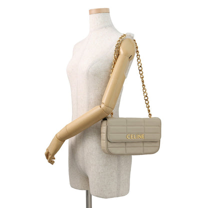 CELINE Matelasse Mono Chrome Chainshoulder Bag Beige111273EPZ Leather