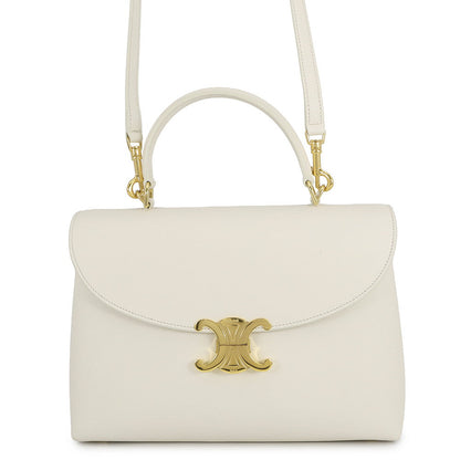 CELINE Nino Bag White117523GG2 Smooth Satined Calf Leather Size Medium