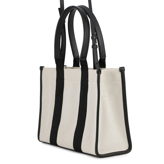 BALENCIAGA Hardware Tote Bag White/Black671402 Canvas Leather Size S
