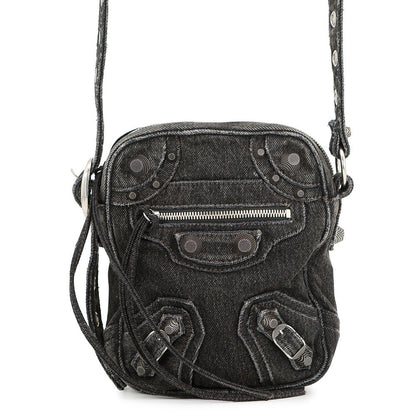 BALENCIAGA Le Cagoule Cross Body Bag Black719065 Denim