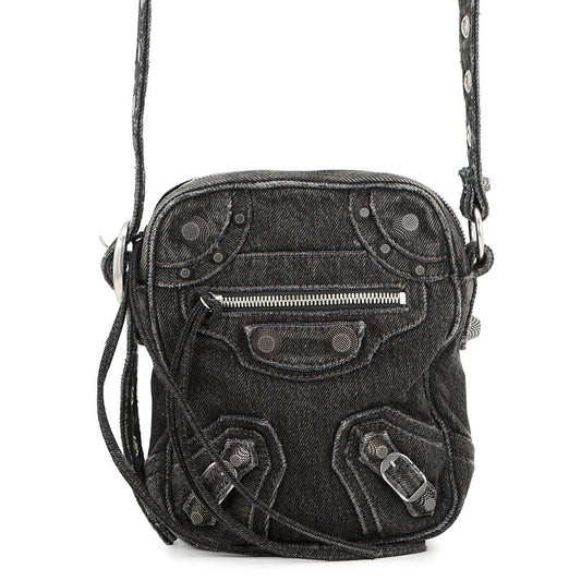 BALENCIAGA Le Cagoule Cross Body Bag Black719065 Denim