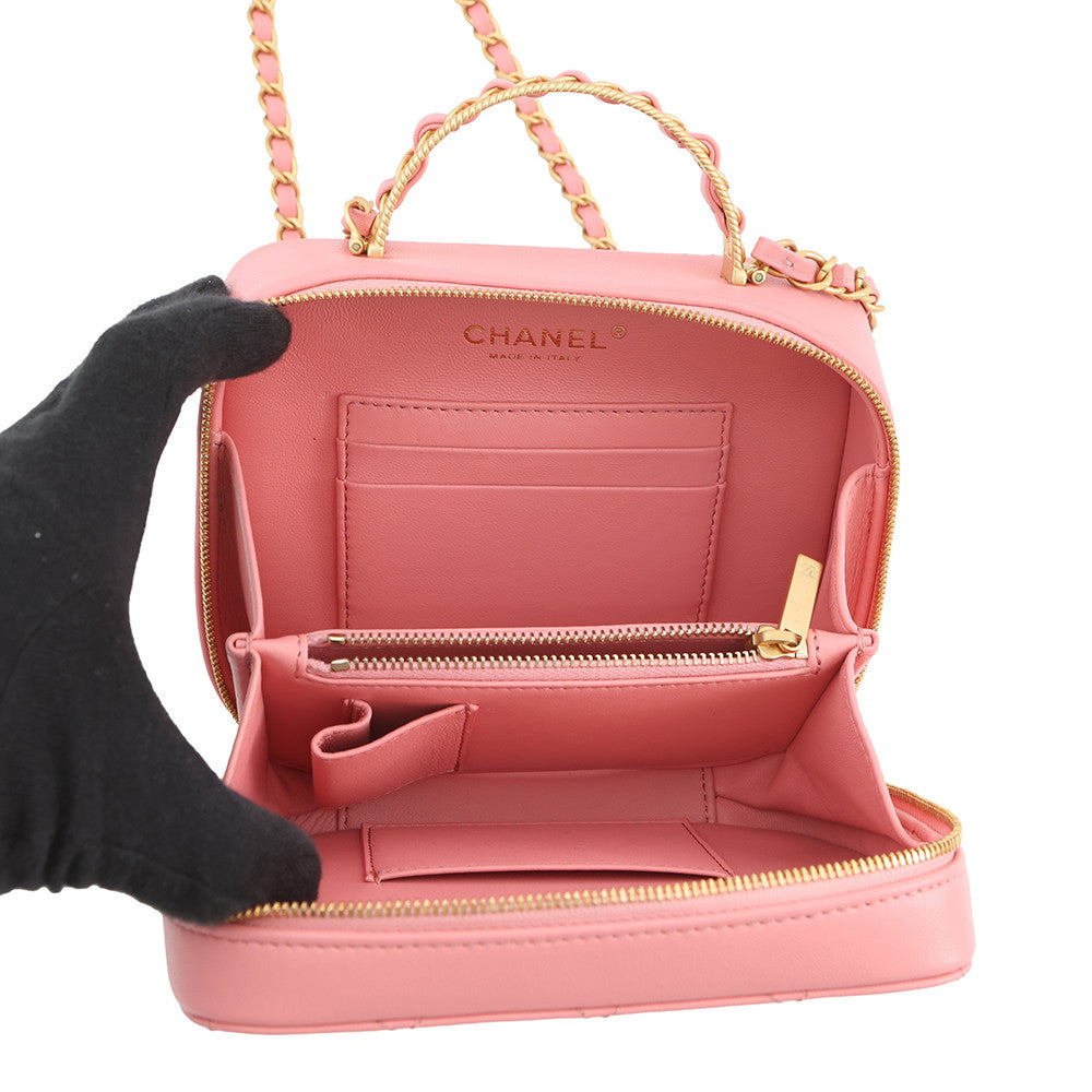 CHANEL Matelasse Vanity 2way Bag PinkAS3318 Lambskin