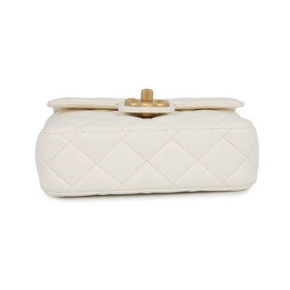 CHANEL Mini Matelasse Medal Chainshoulder Bag WhiteAS3738 Lambskin