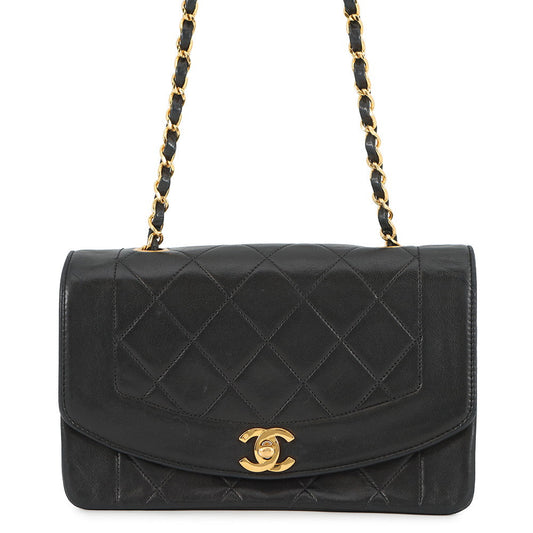 CHANEL Diana Chain Shoulder Bag BlackA01164 Lambskin Size 22