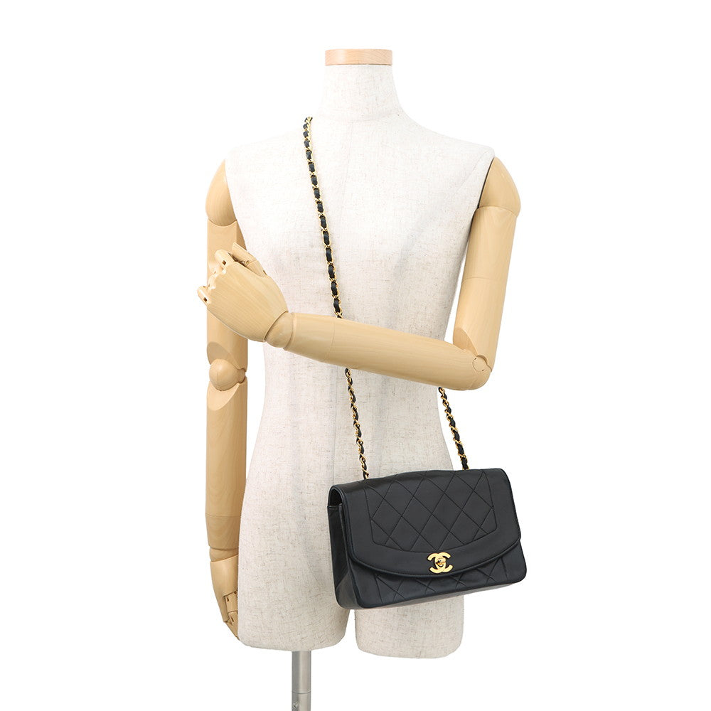 CHANEL Diana Chain Shoulder Bag BlackA01164 Lambskin Size 22