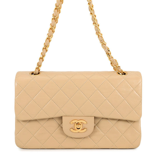 CHANEL Matelasse Chain Shoulder Bag BeigeA01113 Lambskin Size 23
