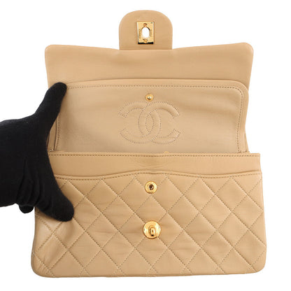 CHANEL Matelasse Chain Shoulder Bag BeigeA01113 Lambskin Size 23