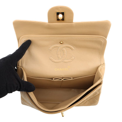 CHANEL Matelasse Chain Shoulder Bag BeigeA01113 Lambskin Size 23