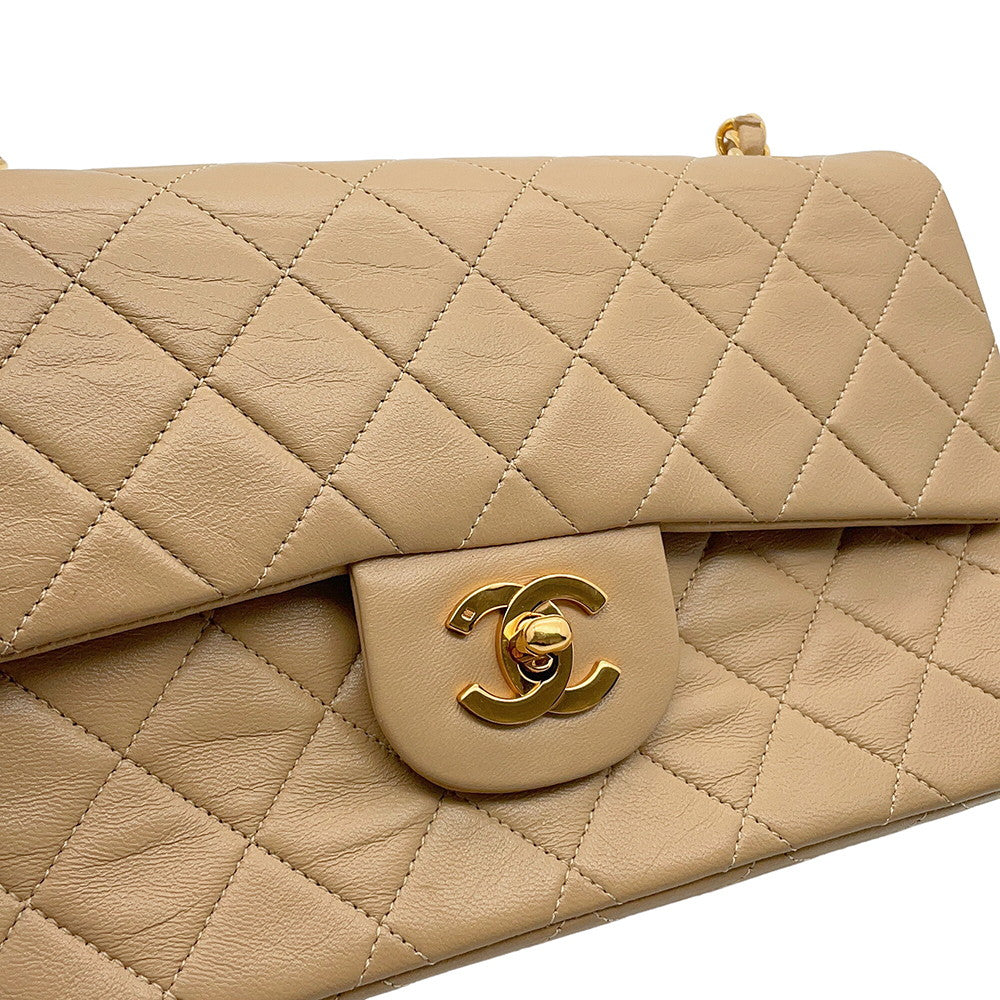 CHANEL Matelasse Chain Shoulder Bag BeigeA01113 Lambskin Size 23