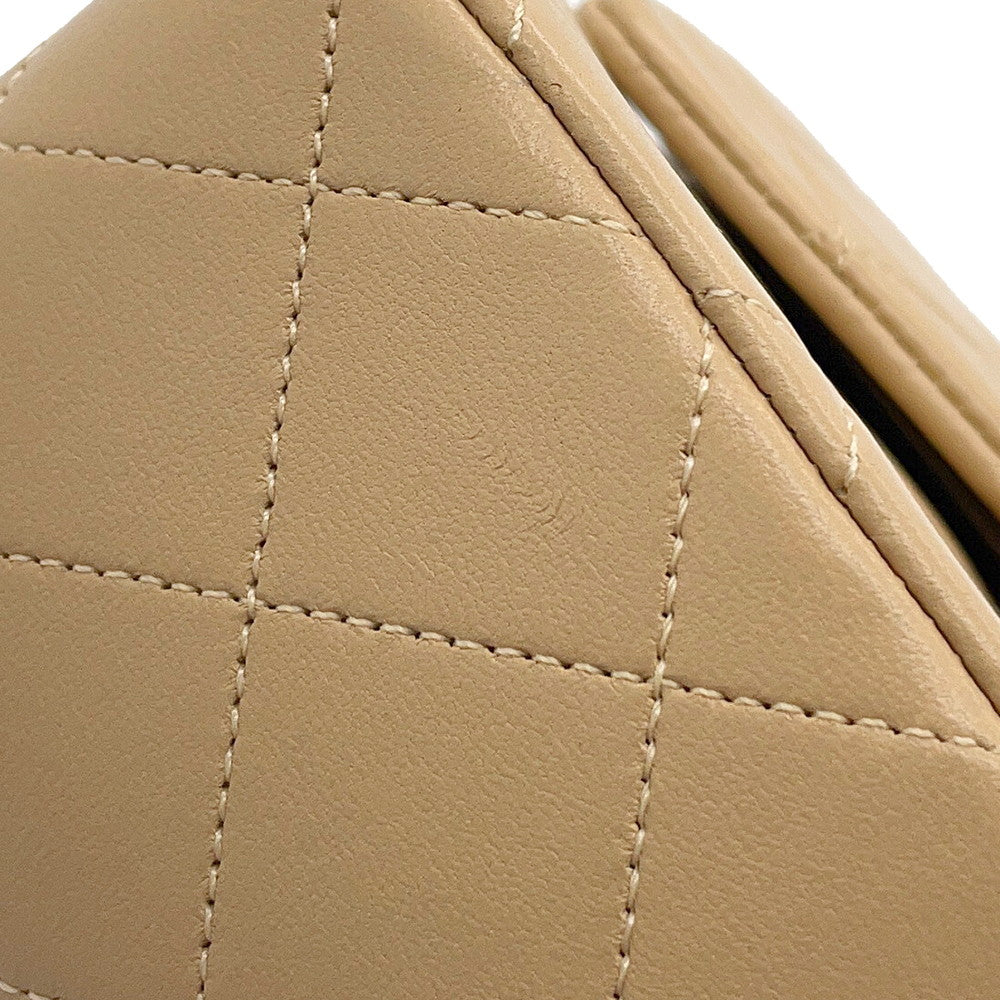 CHANEL Matelasse Chain Shoulder Bag BeigeA01113 Lambskin Size 23