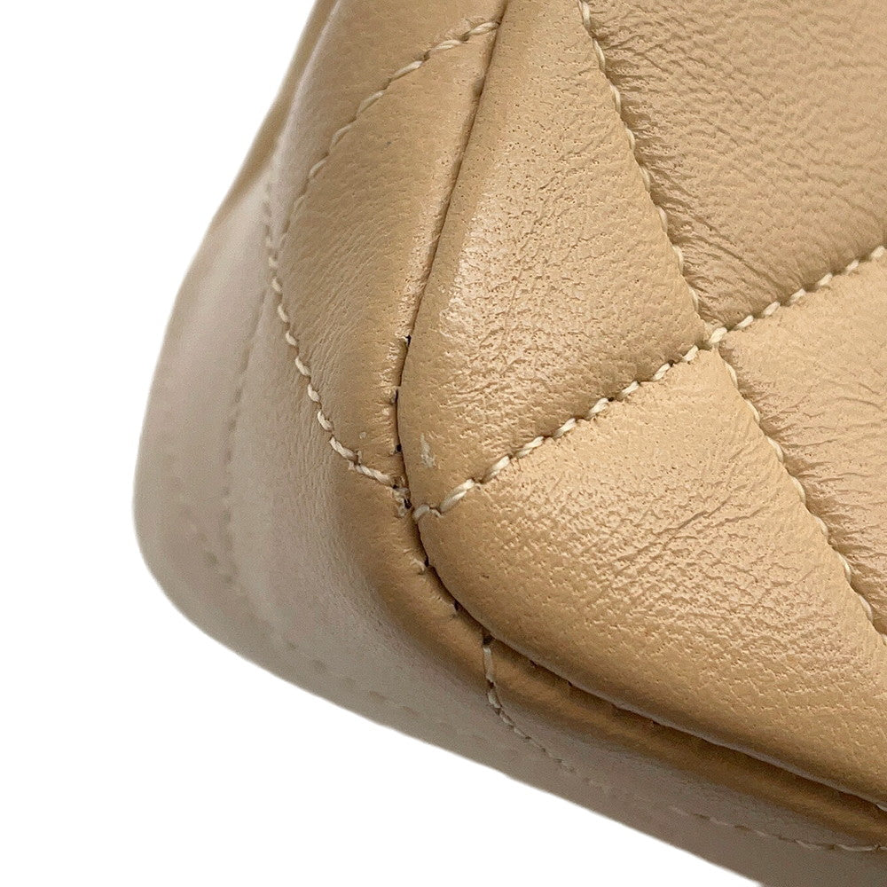 CHANEL Matelasse Chain Shoulder Bag BeigeA01113 Lambskin Size 23
