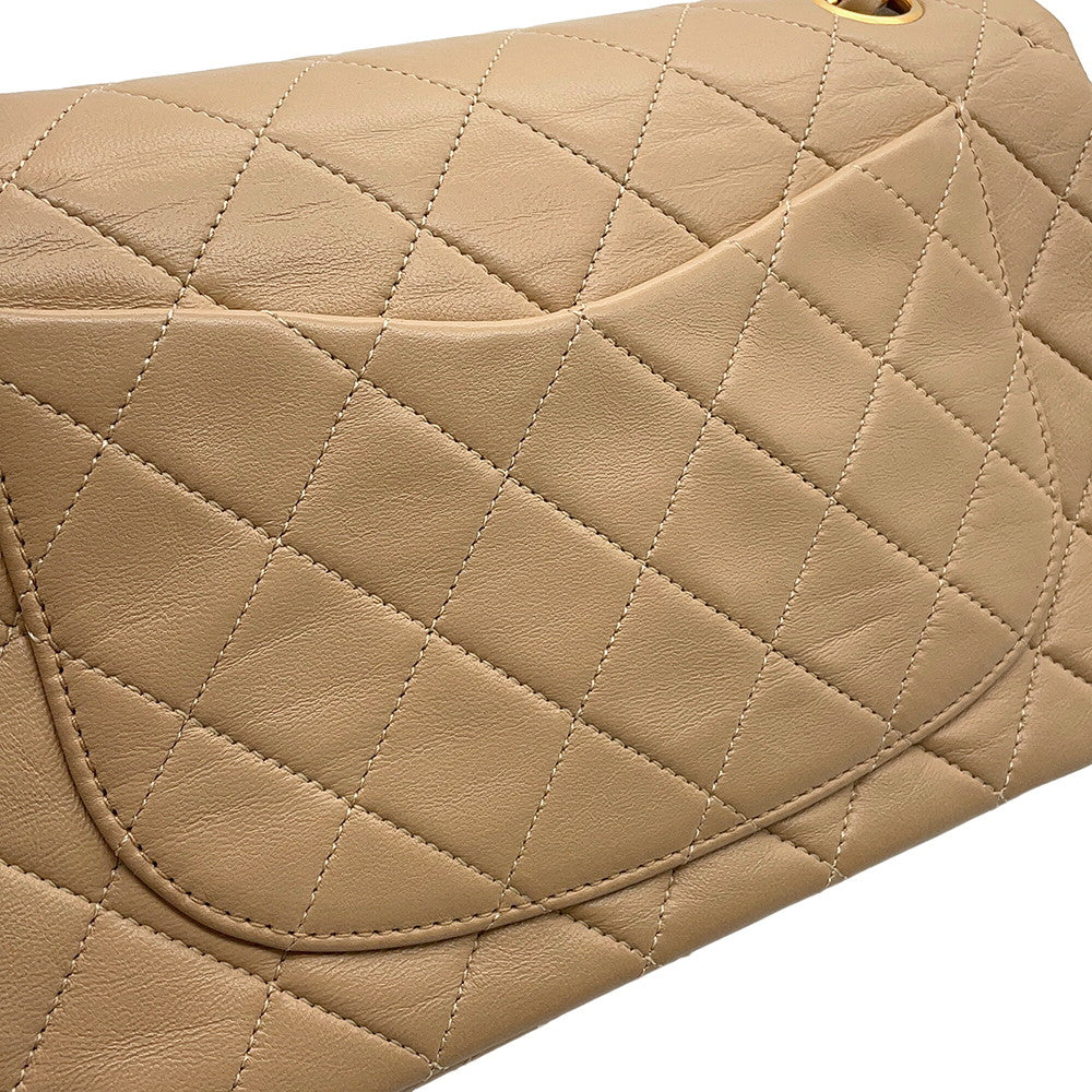 CHANEL Matelasse Chain Shoulder Bag BeigeA01113 Lambskin Size 23