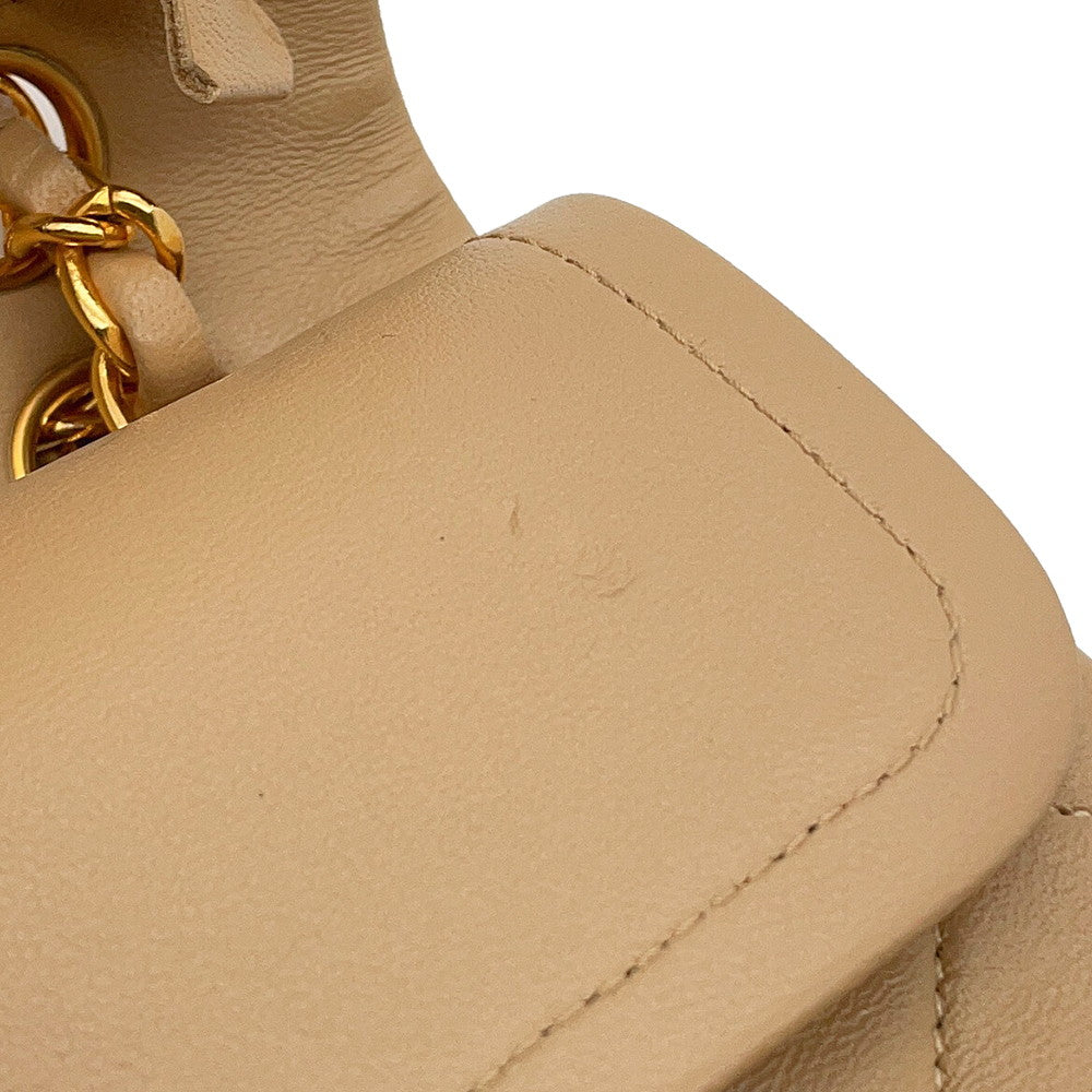 CHANEL Matelasse Chain Shoulder Bag BeigeA01113 Lambskin Size 23
