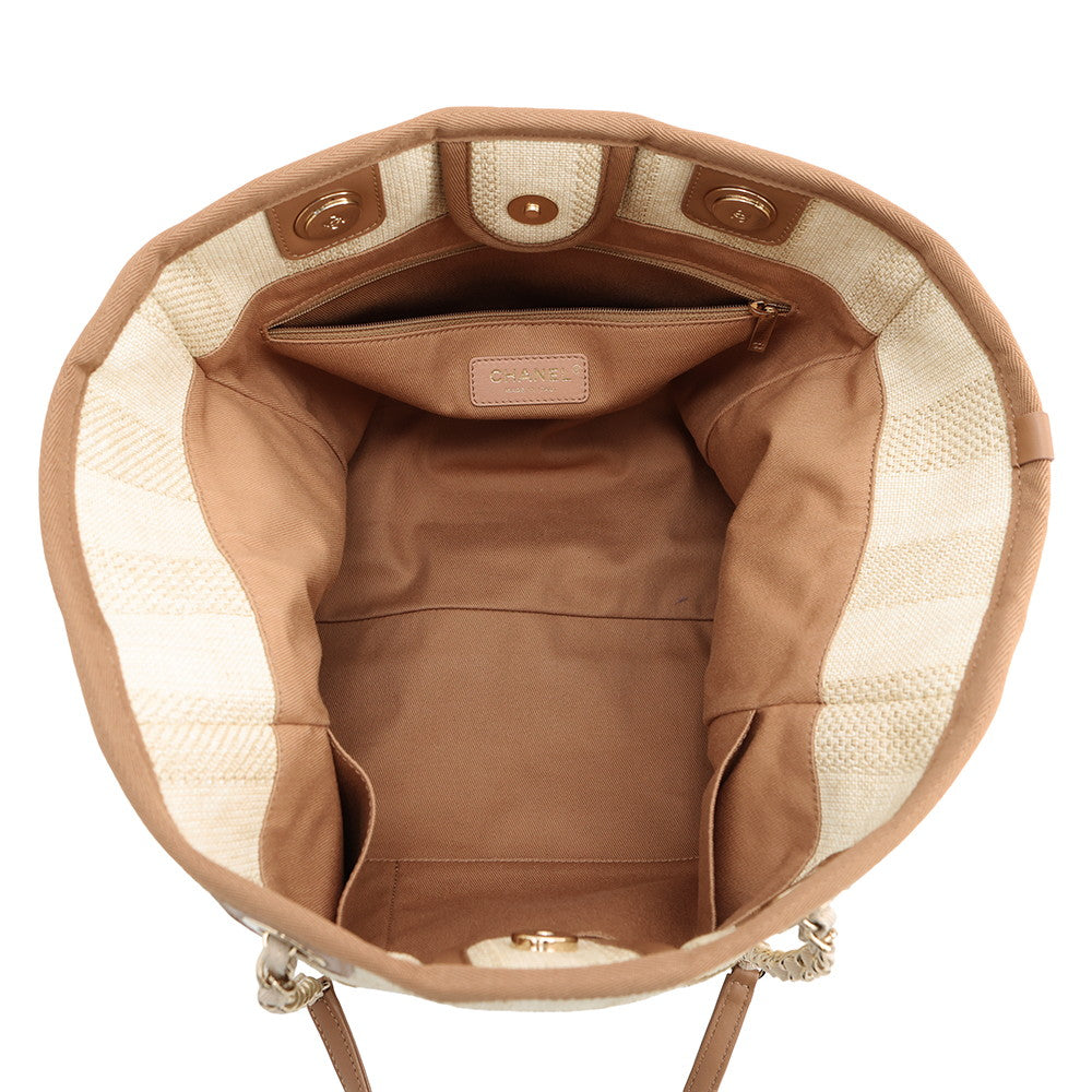 CHANEL Deauville Tote Bag BeigeA67001 Straw Leather Size Medium