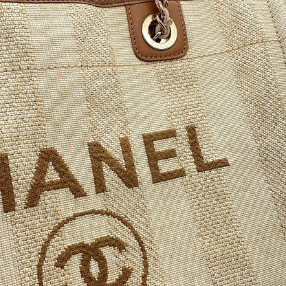 CHANEL Deauville Tote Bag BeigeA67001 Straw Leather Size Medium
