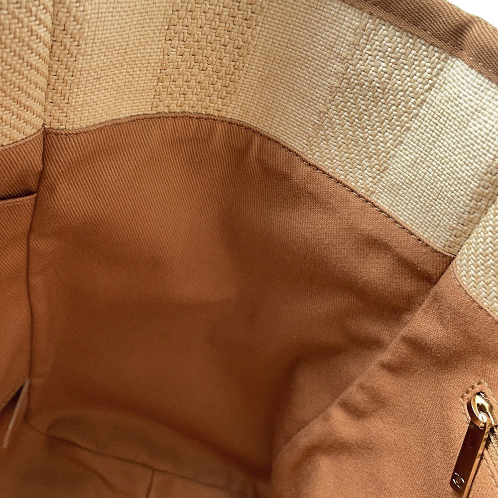 CHANEL Deauville Tote Bag BeigeA67001 Straw Leather Size Medium