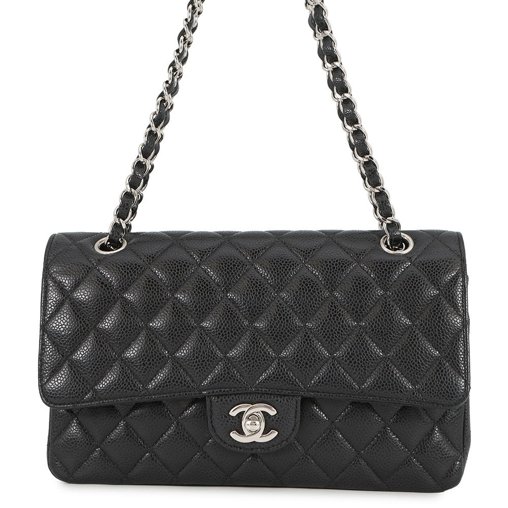 CHANEL Matelasse Chain Shoulder Bag BlackA01112 Caviar Leather Size 25