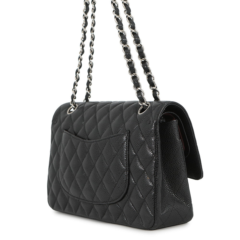 CHANEL Matelasse Chain Shoulder Bag BlackA01112 Caviar Leather Size 25