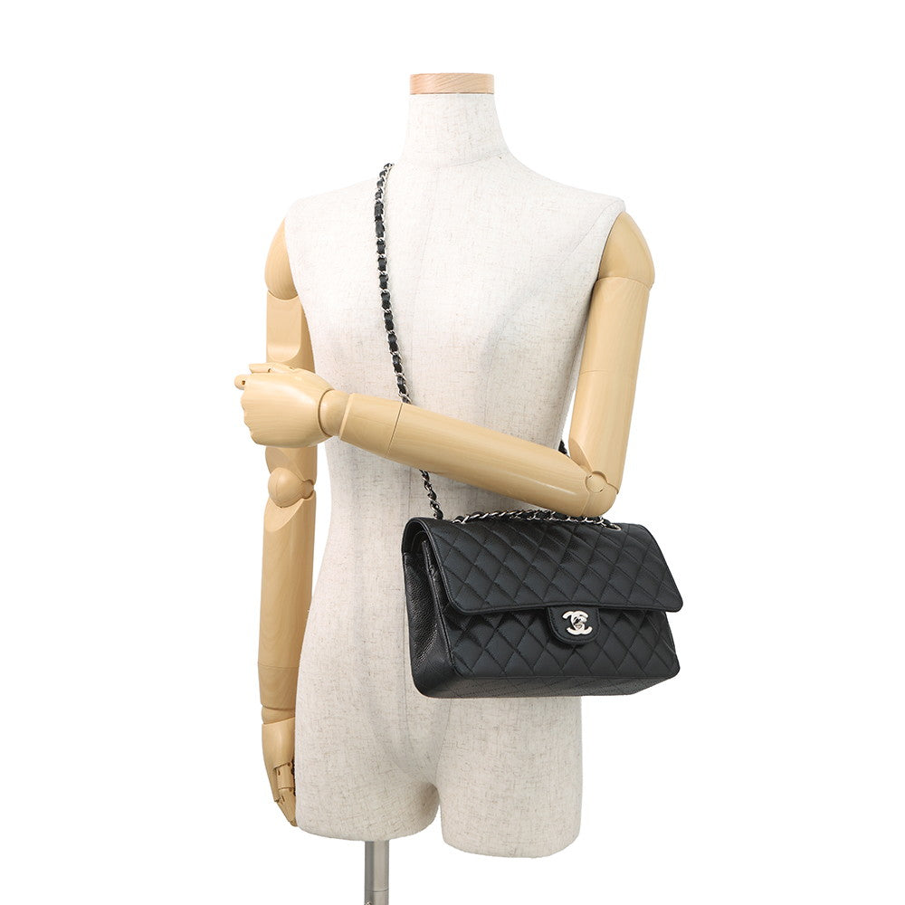 CHANEL Matelasse Chain Shoulder Bag BlackA01112 Caviar Leather Size 25