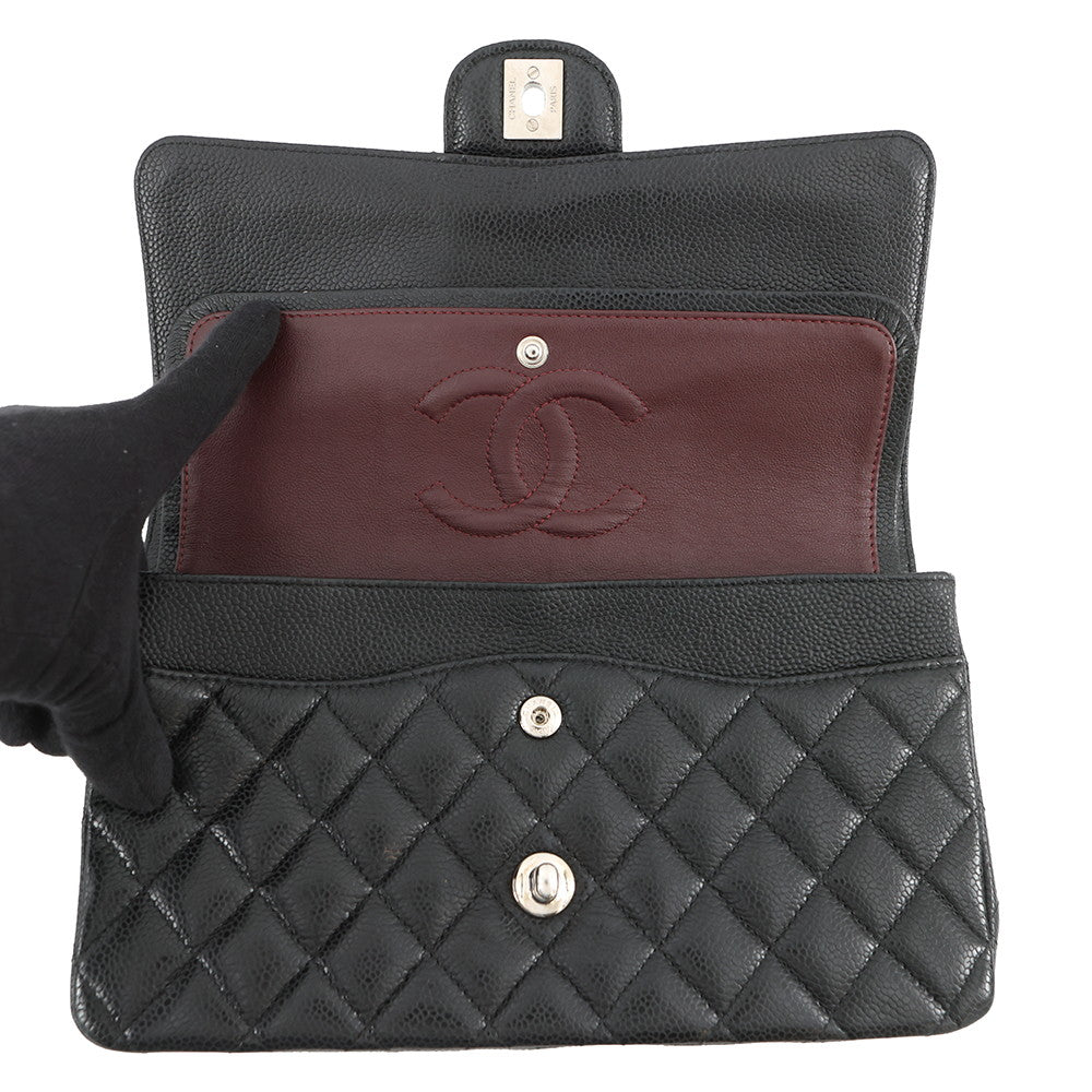 CHANEL Matelasse Chain Shoulder Bag BlackA01112 Caviar Leather Size 25
