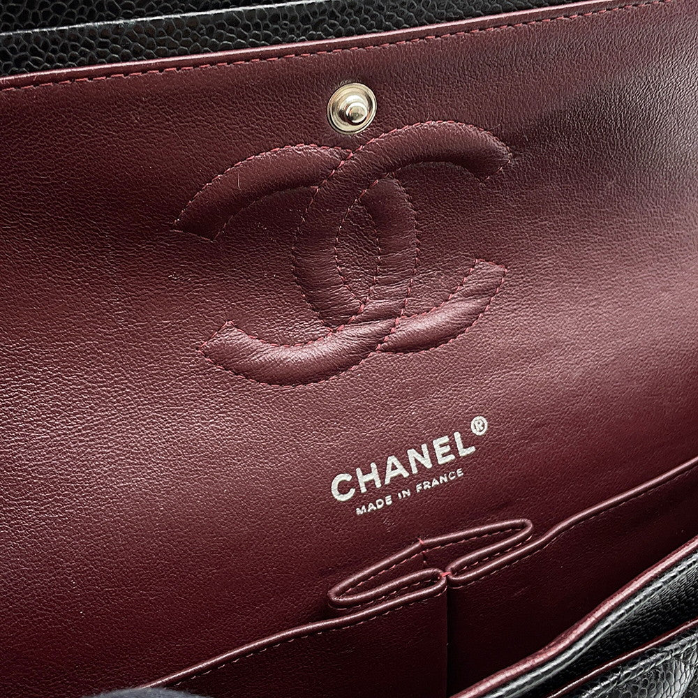 CHANEL Matelasse Chain Shoulder Bag BlackA01112 Caviar Leather Size 25