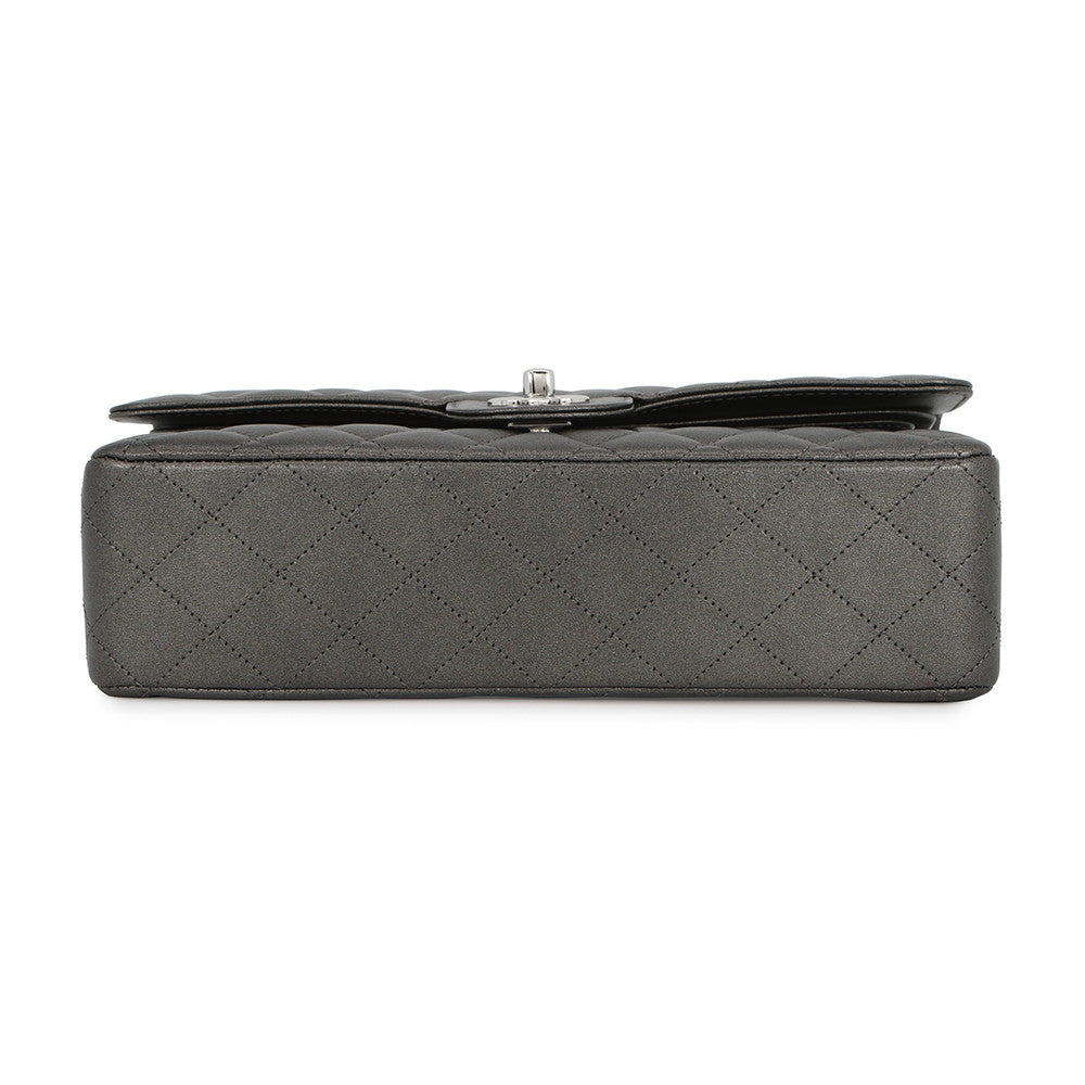 CHANEL Matelasse Chain Shoulder Bag MetalicSilverA01112 Lambskin Size 25