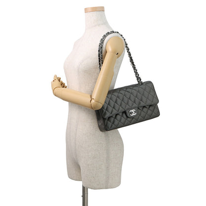 CHANEL Matelasse Chain Shoulder Bag MetalicSilverA01112 Lambskin Size 25