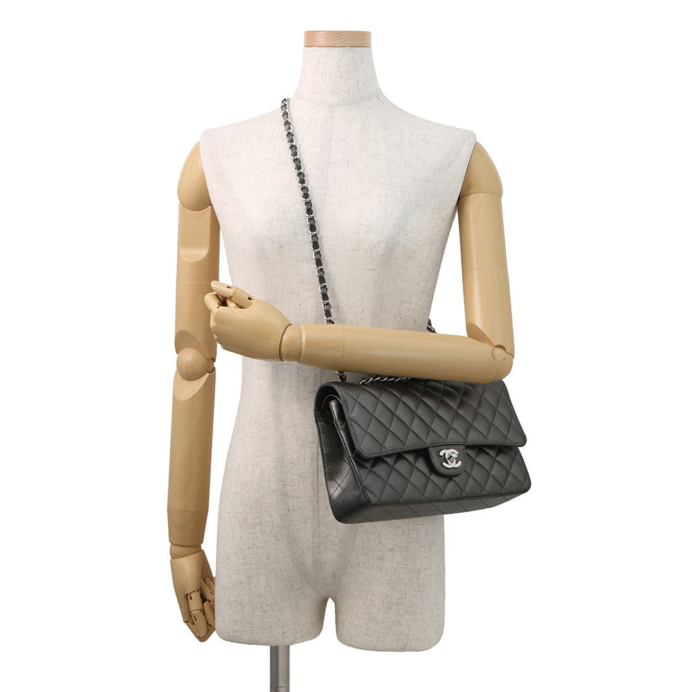 CHANEL Matelasse Chain Shoulder Bag MetalicSilverA01112 Lambskin Size 25