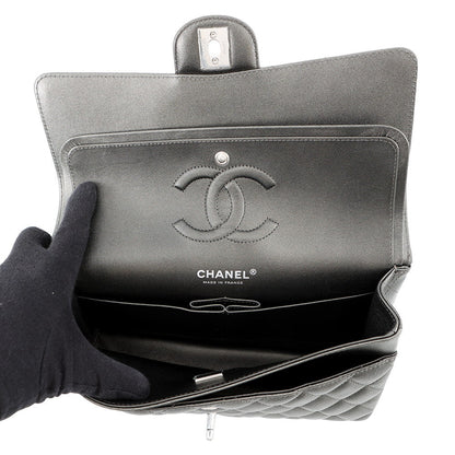 CHANEL Matelasse Chain Shoulder Bag MetalicSilverA01112 Lambskin Size 25