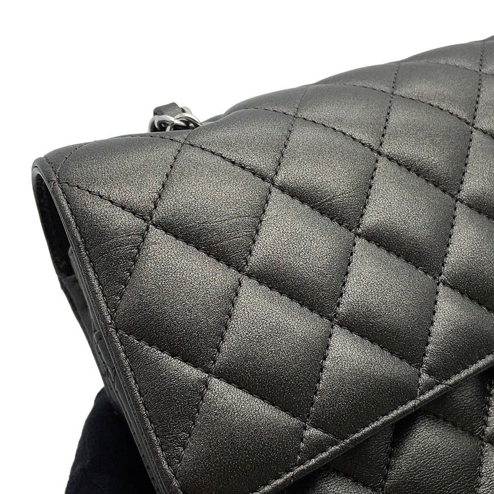 CHANEL Matelasse Chain Shoulder Bag MetalicSilverA01112 Lambskin Size 25