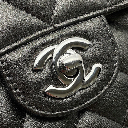 CHANEL Matelasse Chain Shoulder Bag MetalicSilverA01112 Lambskin Size 25