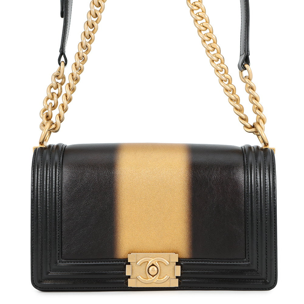 CHANEL Boy Chanel Chain Shoulder Bag Black/GoldA67086 Leather Size 25