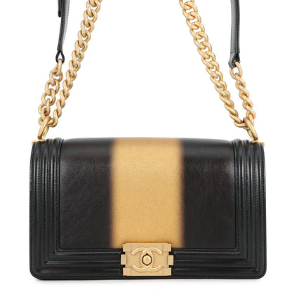 CHANEL Boy Chanel Chain Shoulder Bag Black/GoldA67086 Leather Size 25