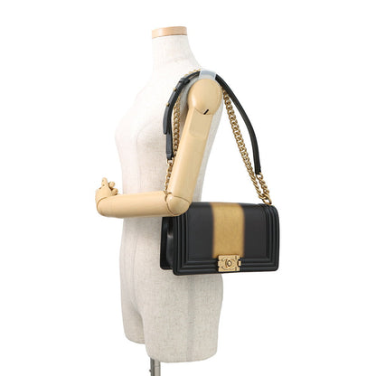 CHANEL Boy Chanel Chain Shoulder Bag Black/GoldA67086 Leather Size 25