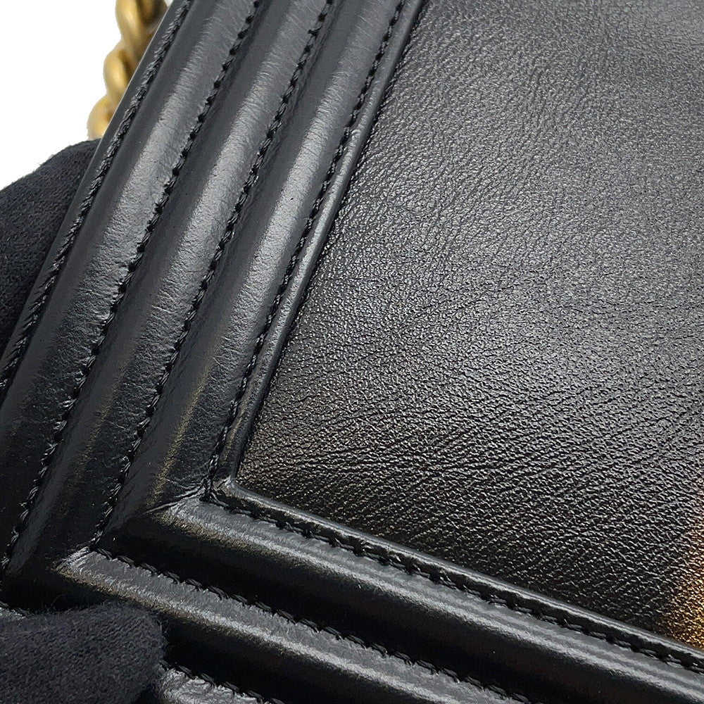 CHANEL Boy Chanel Chain Shoulder Bag Black/GoldA67086 Leather Size 25