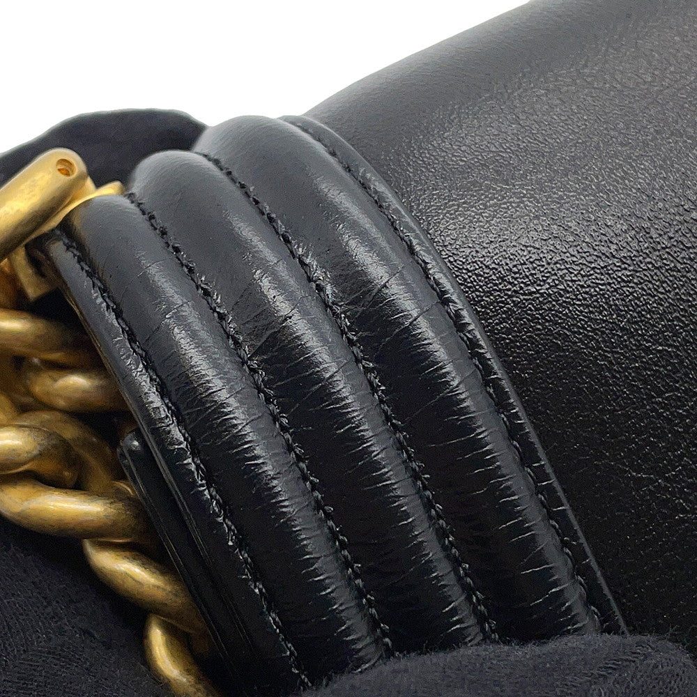 CHANEL Boy Chanel Chain Shoulder Bag Black/GoldA67086 Leather Size 25