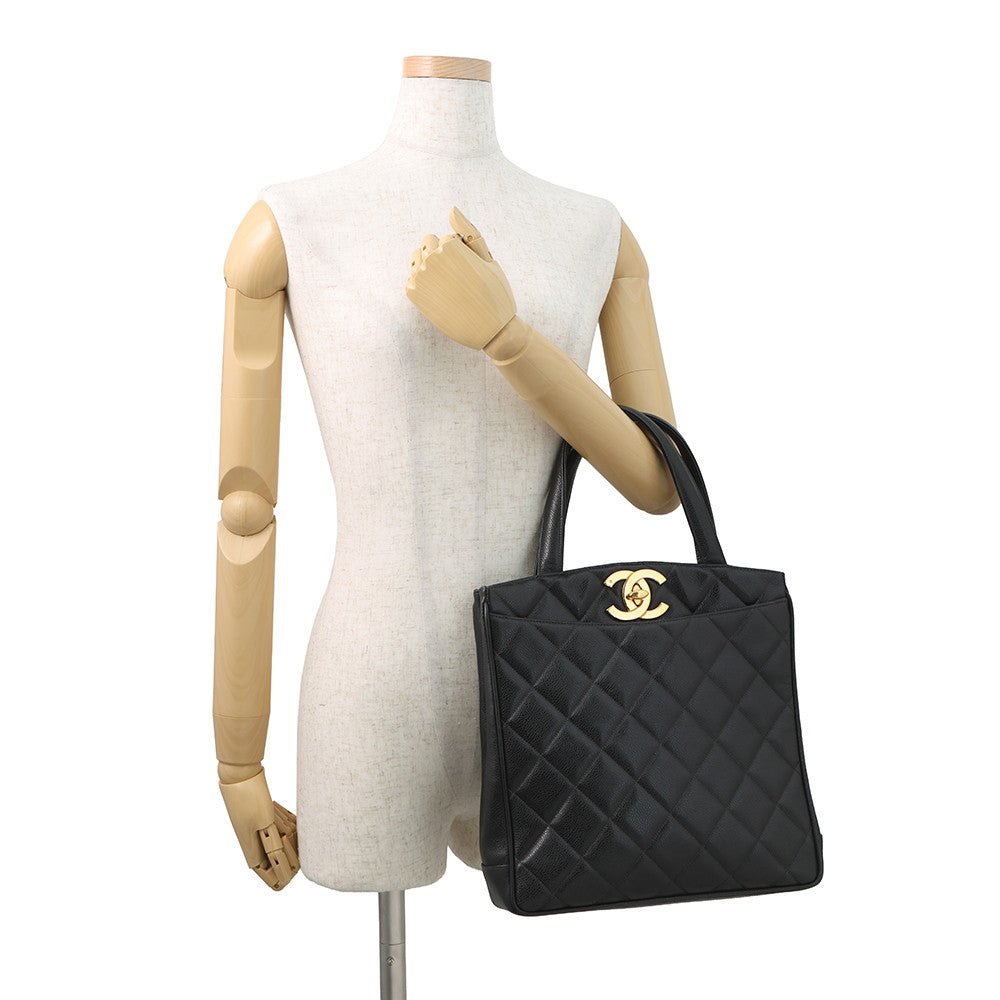 CHANEL Decacoco Tote Bag Black Caviar Leather