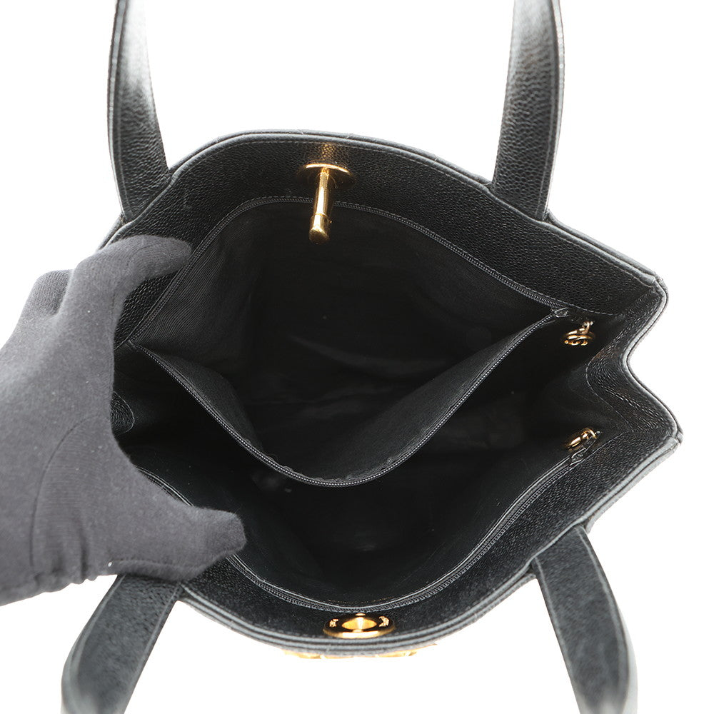 CHANEL Decacoco Tote Bag Black Caviar Leather