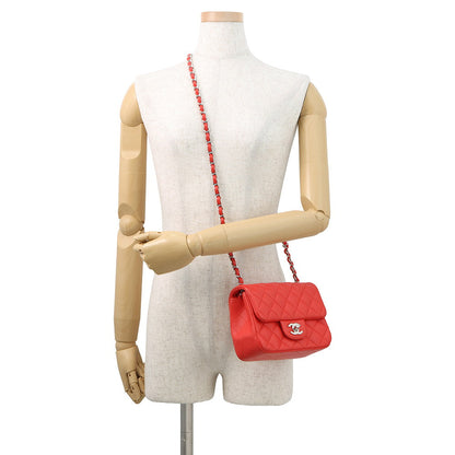 CHANEL Mini Matelasse Chain Shoulder Bag RedA35200 Lambskin Size 17