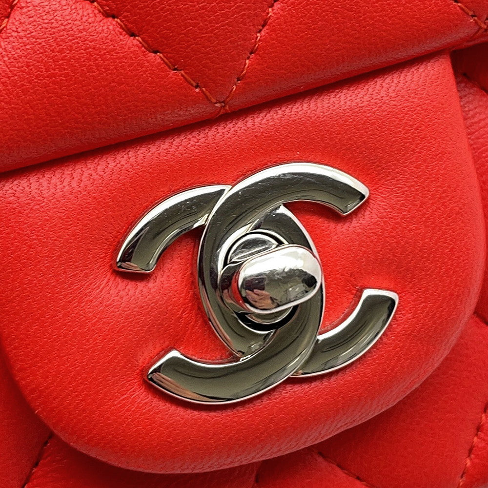 CHANEL Mini Matelasse Chain Shoulder Bag RedA35200 Lambskin Size 17