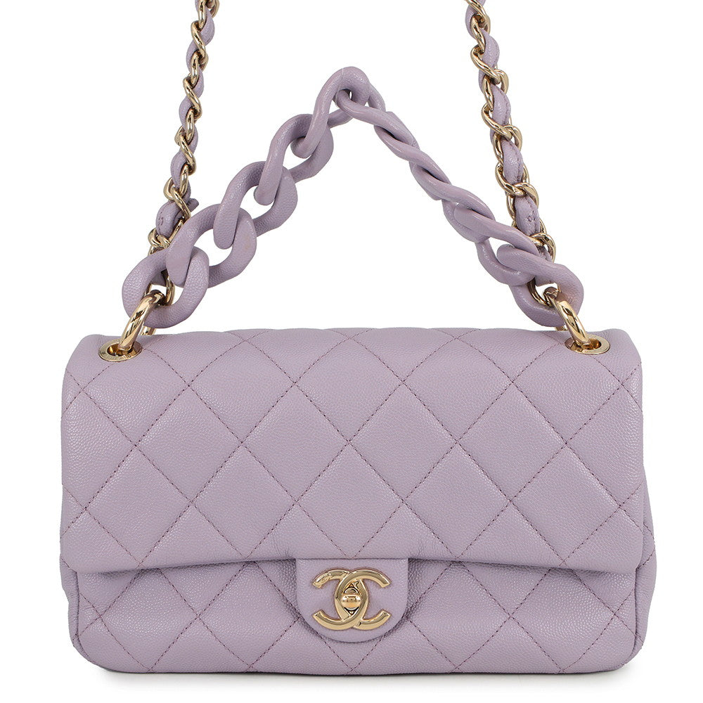 CHANEL Matelasse Chain Shoulder Bag PurpleAS4789 Caviar Leather