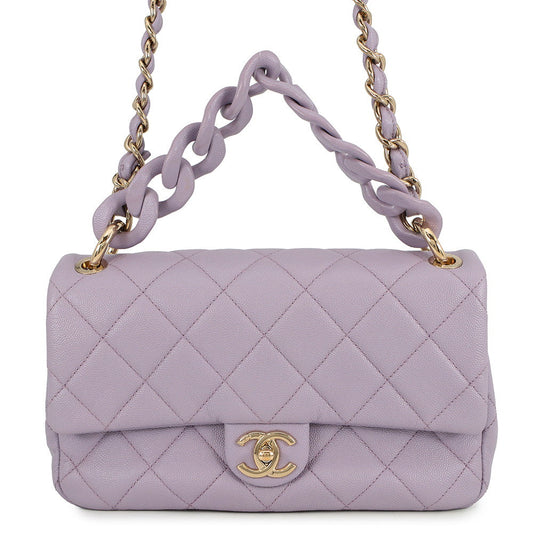 CHANEL Matelasse Chain Shoulder Bag PurpleAS4789 Caviar Leather