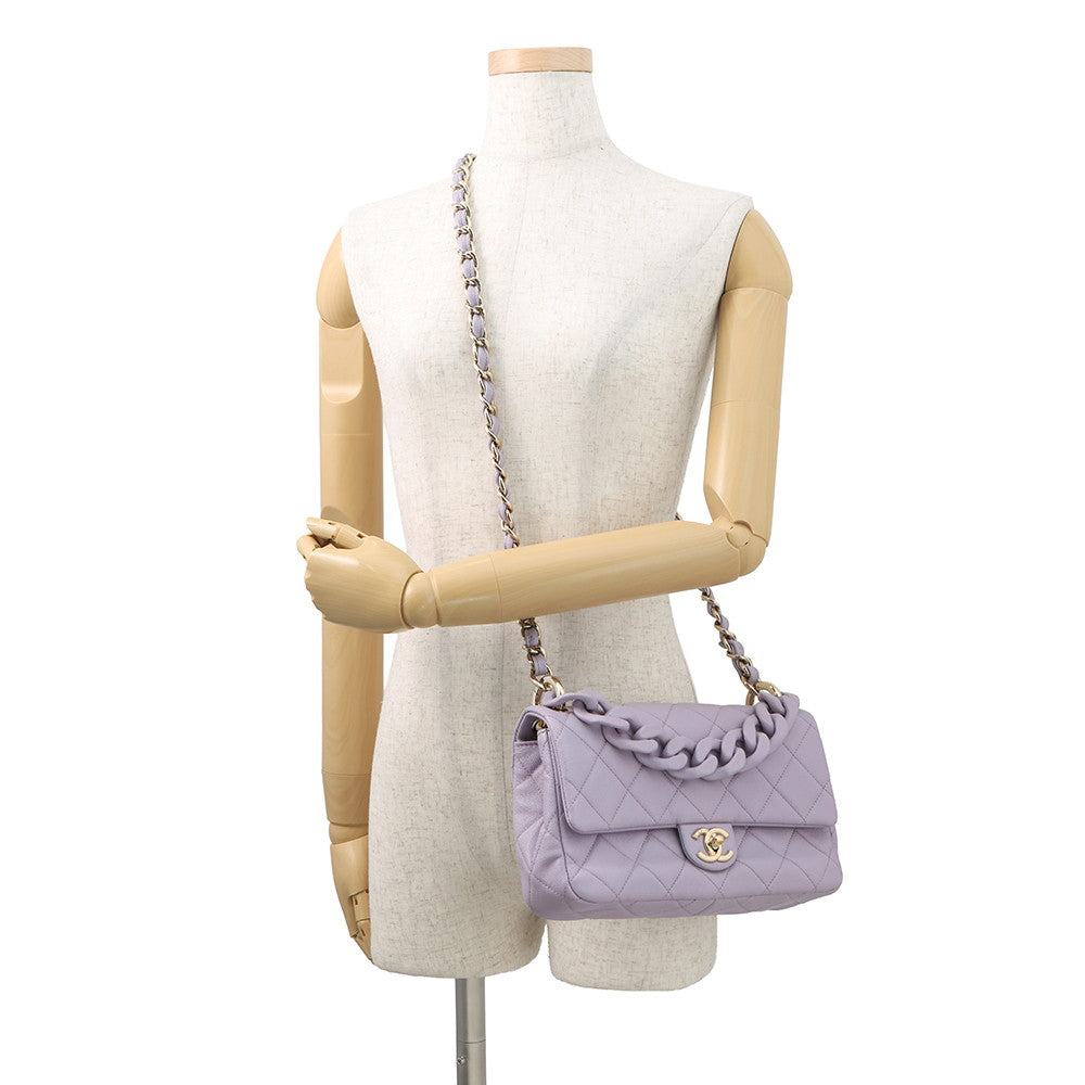 CHANEL Matelasse Chain Shoulder Bag PurpleAS4789 Caviar Leather