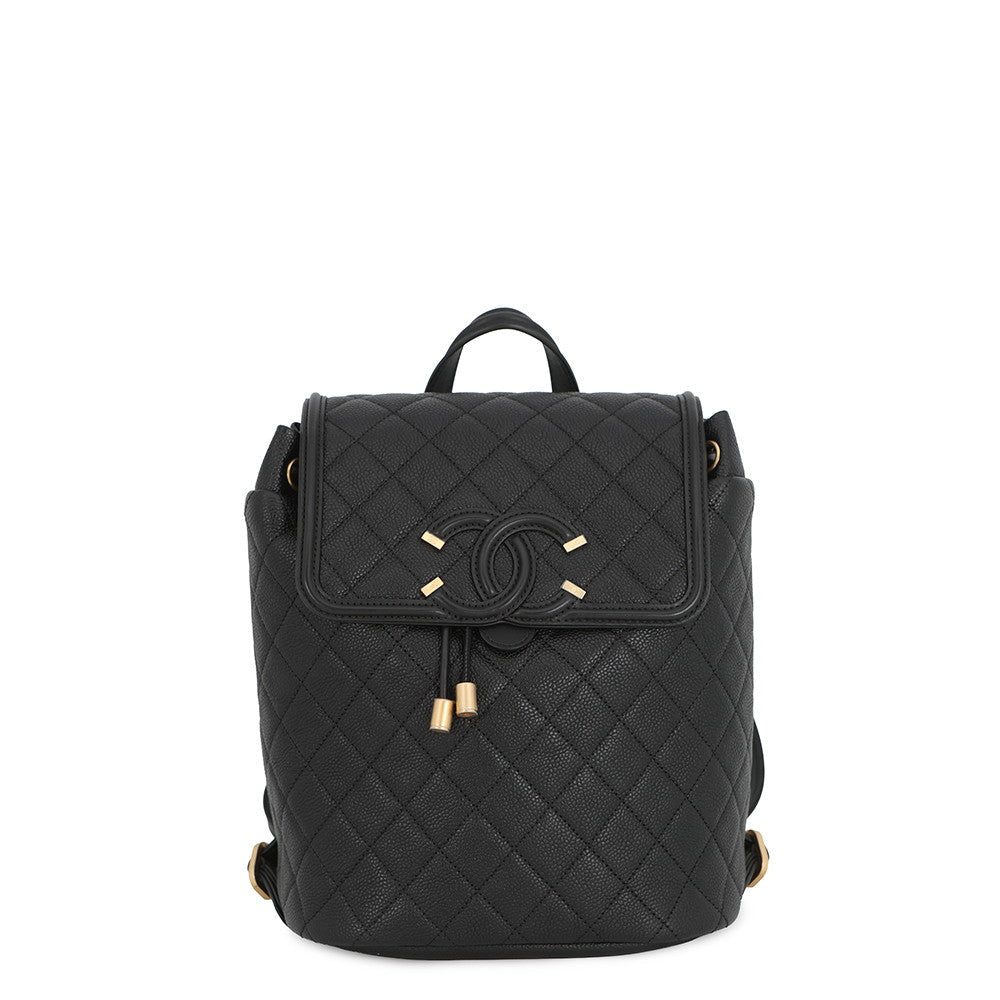 CHANEL Filigree Backpack BlackA57090 Caviar Leather