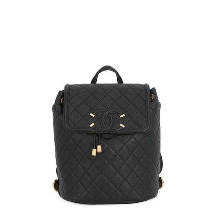CHANEL Filigree Backpack BlackA57090 Caviar Leather