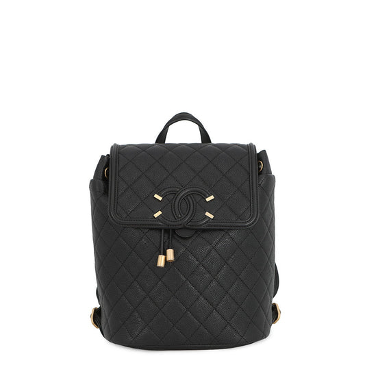 CHANEL Filigree Backpack BlackA57090 Caviar Leather